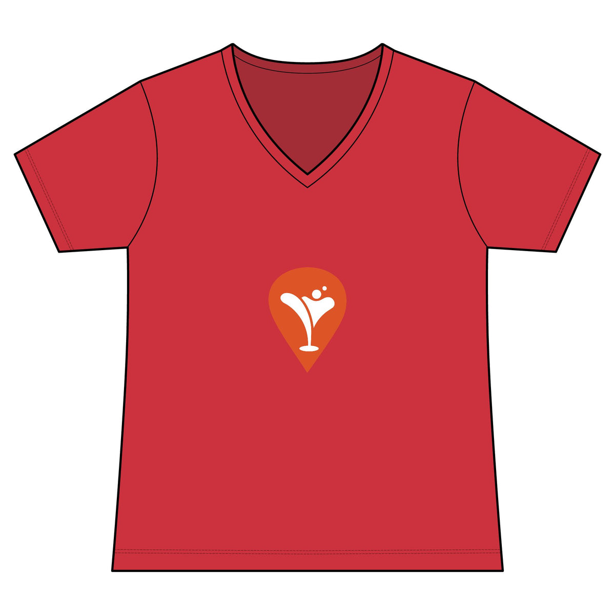 Good Friends, Best Friends Women's V-Neck Tee in Poppy, front