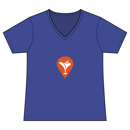 Good Friends, Best Friends Women's V-Neck Tee in Blue Iris, front