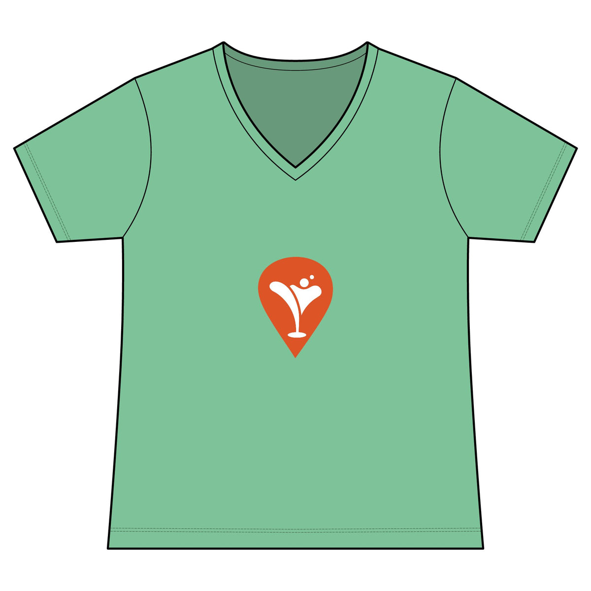 Good Friends, Best Friends Women's V-Neck Tee in Jadeite, front
