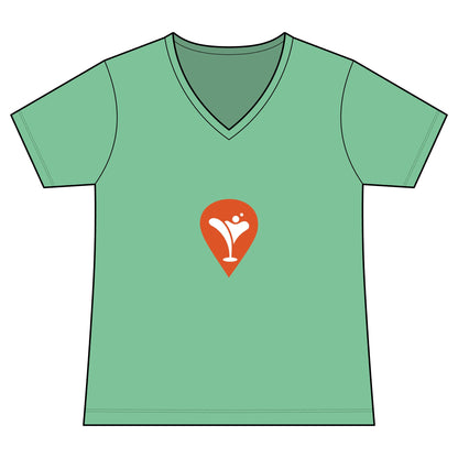 Good Friends, Best Friends Women's V-Neck Tee in Jadeite, front