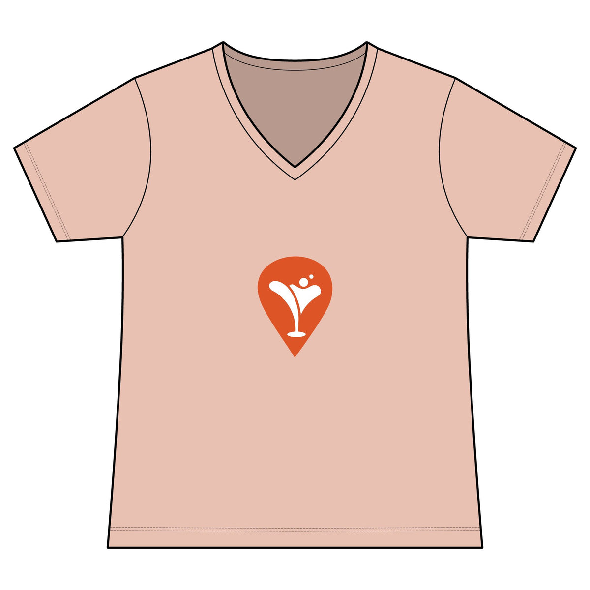 Good Friends, Best Friends Women's V-Neck Tee in Peach, front