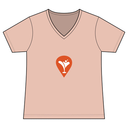 Good Friends, Best Friends Women's V-Neck Tee in Peach, front