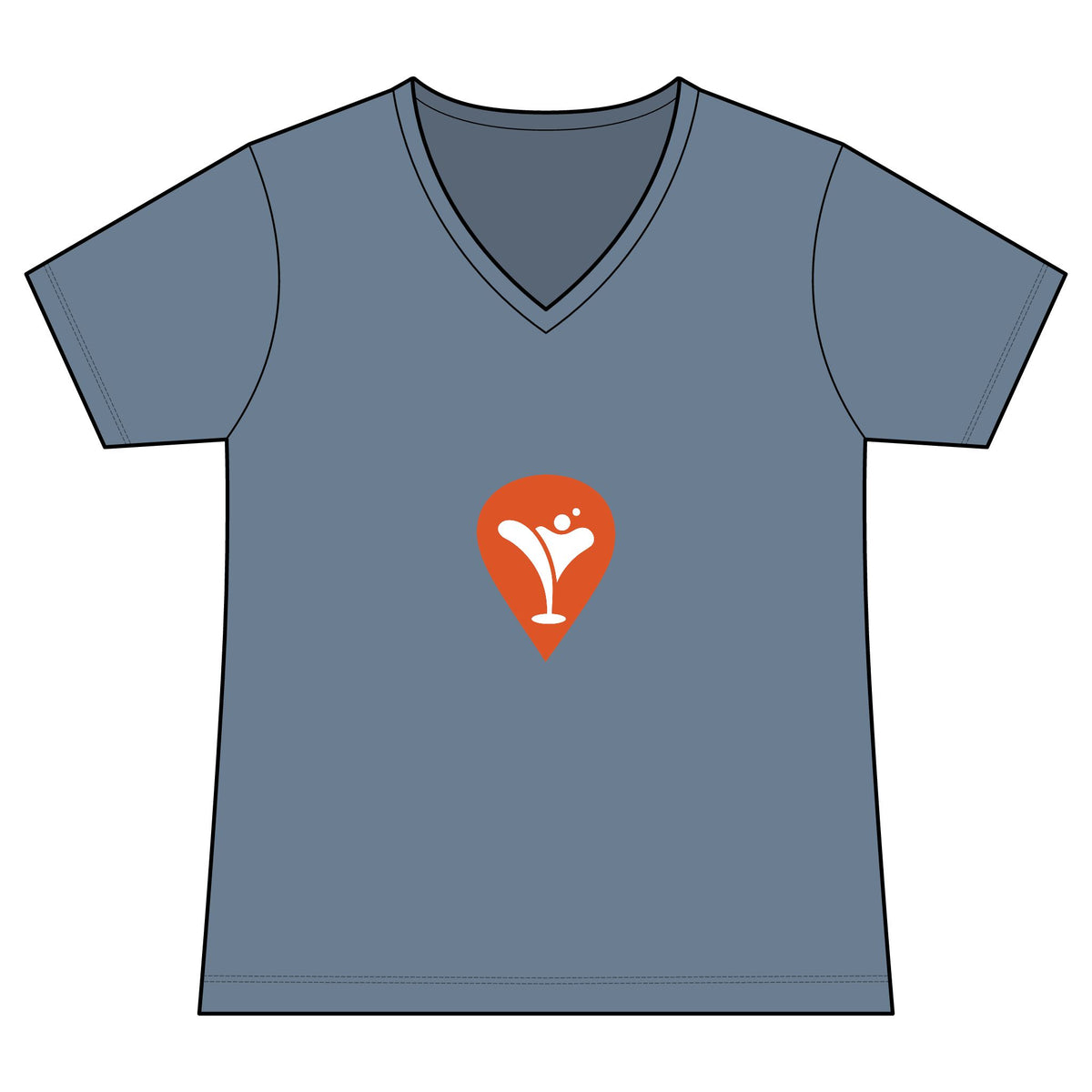Good Friends, Best Friends Women's V-Neck Tee in Faded Denim, front