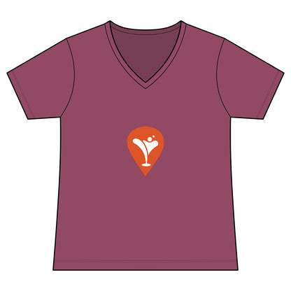 Good Friends, Best Friends Women's V-Neck Tee in Vintage Raspberry, front