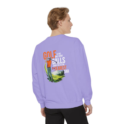 Golf Is the Only Sport Crewneck Sweatshirt in Violet, male model, back