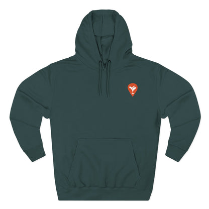 Gravity Skiing Fleece Hoodie in Sports Green, flat front