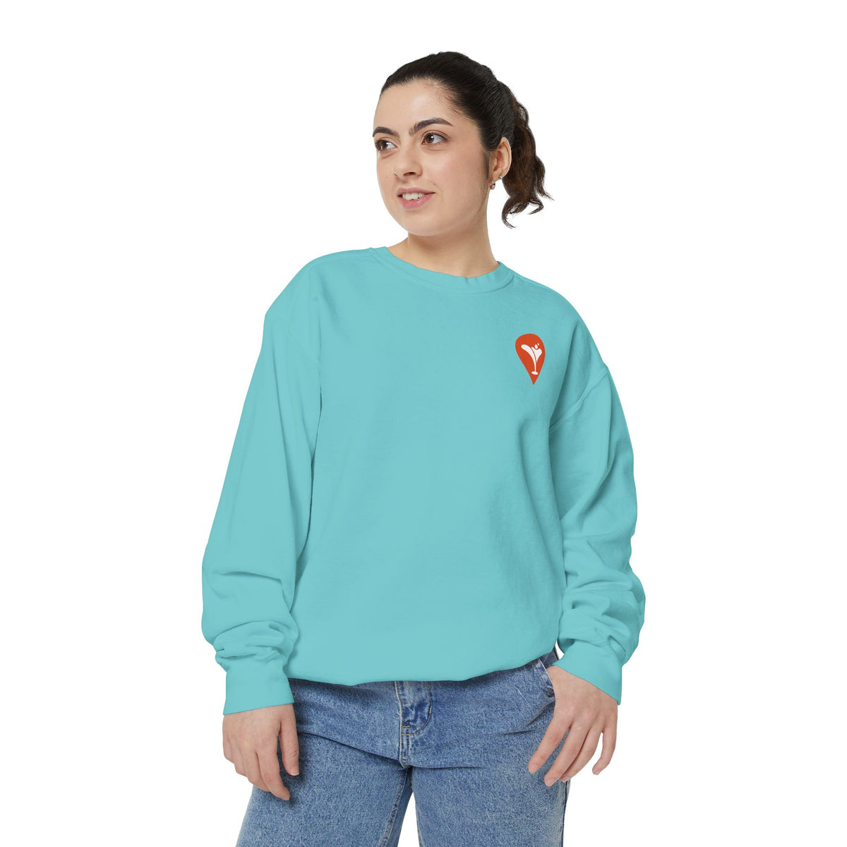 Golf Is the Only Sport Crewneck Sweatshirt in Chalky Mint, female model, front