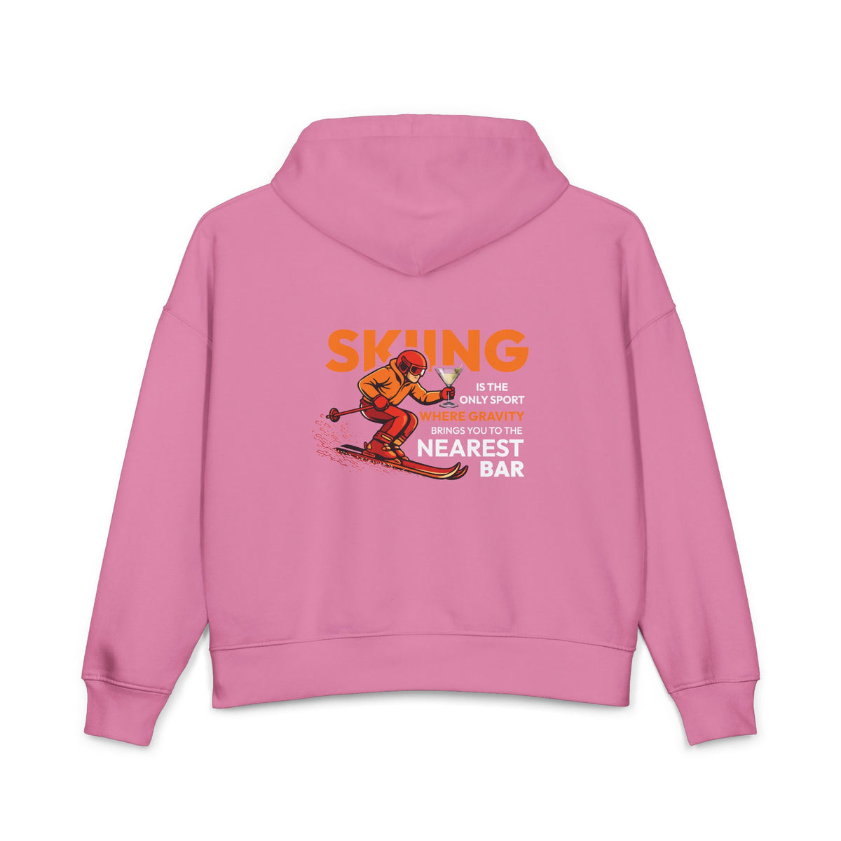 Gravity Skiing Women's Hoodie in Bubble Pink, back