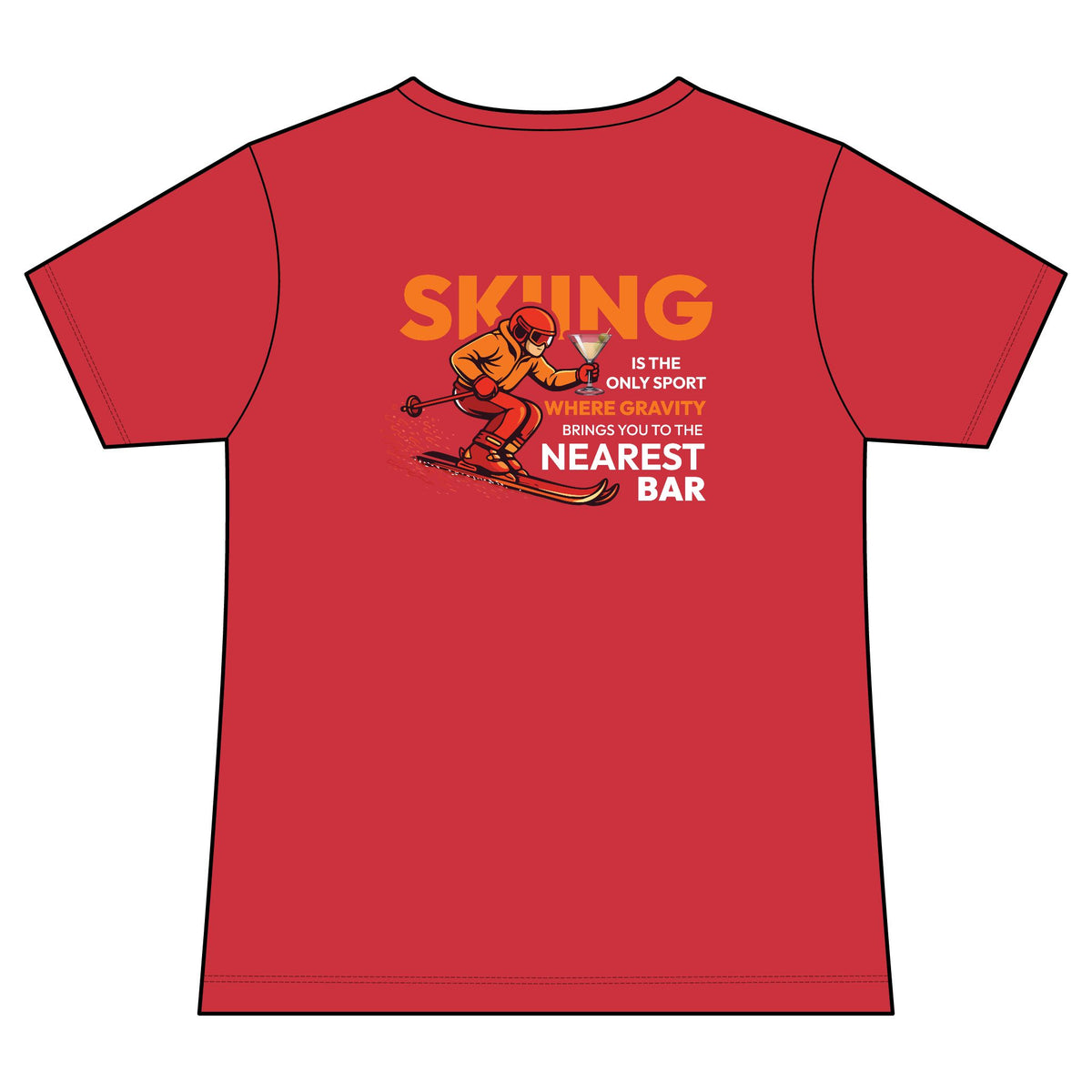 Gravity Skiing Women's V-Neck Tee in Poppy, back