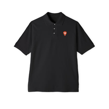 Skiing Nearest Bar Polo in Black, front with Nearest Bar chest logo