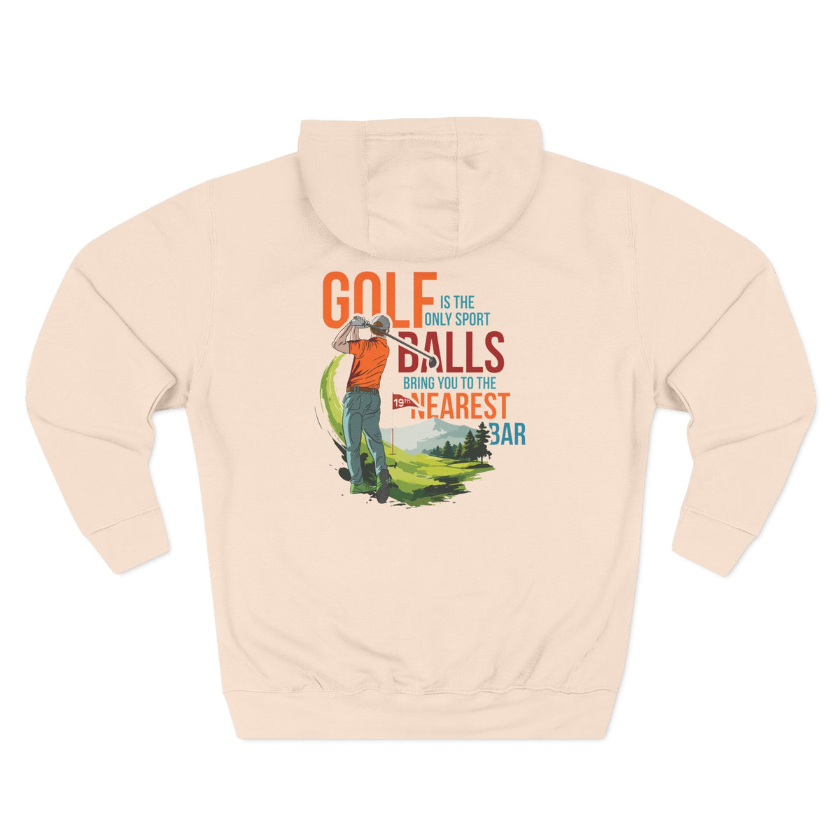 Golf Is the Only Sport Fleece Hoodie in Pale Pink, flat back