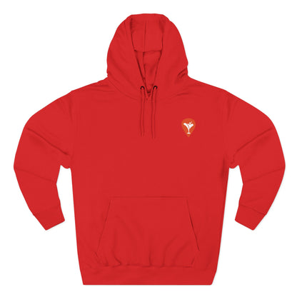 Don't Let the Old Man In Fleece Hoodie in Red, flat front
