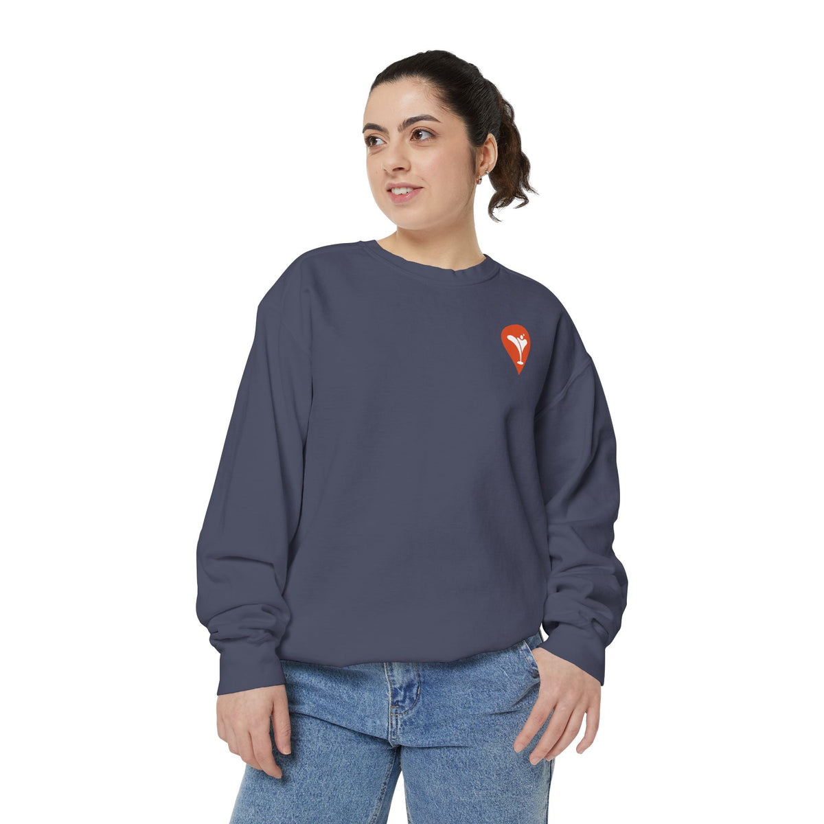 Golf Is the Only Sport Crewneck Sweatshirt in Denim, female model, front