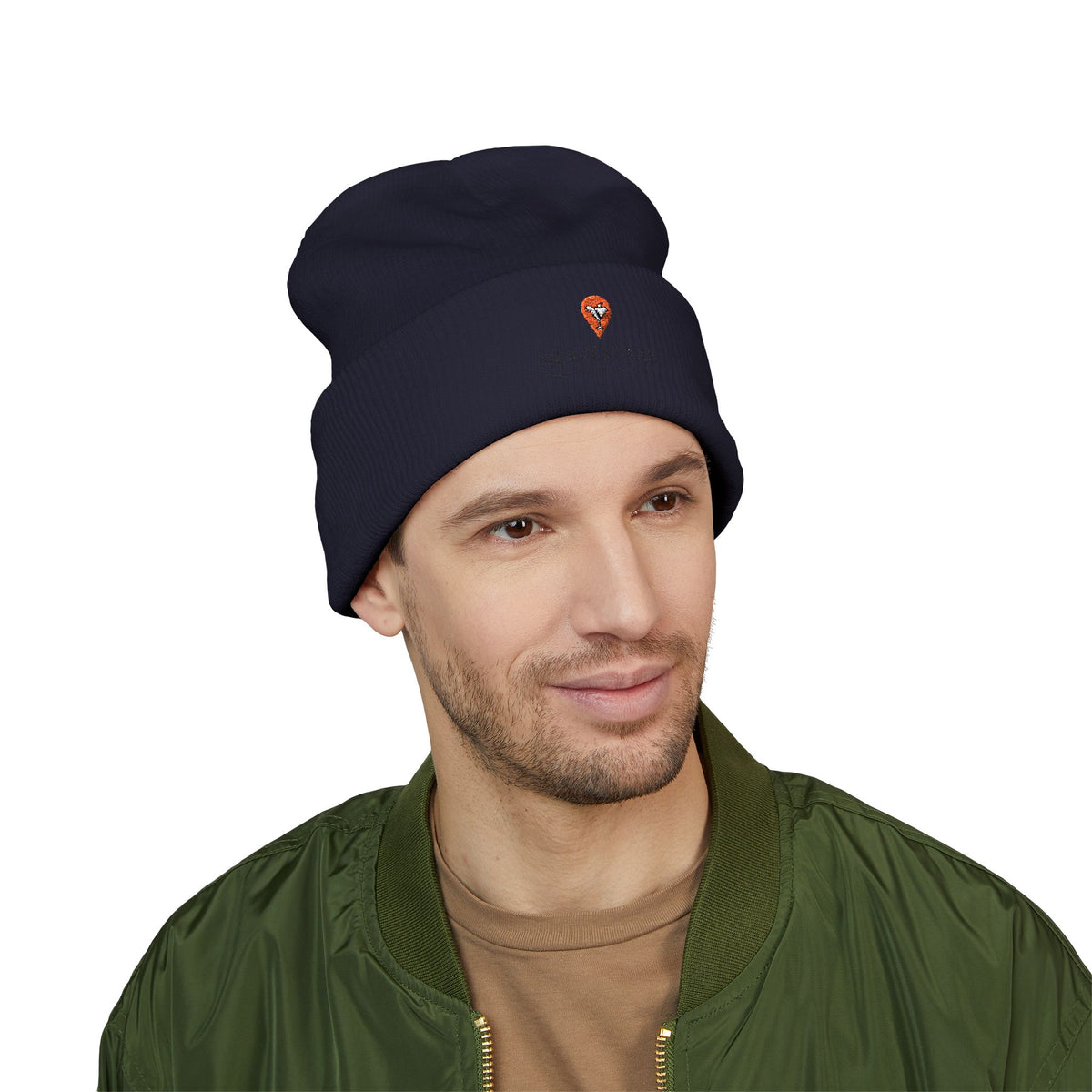 Nearest Bar Knit Cap (Light Colors) in Navy, male model