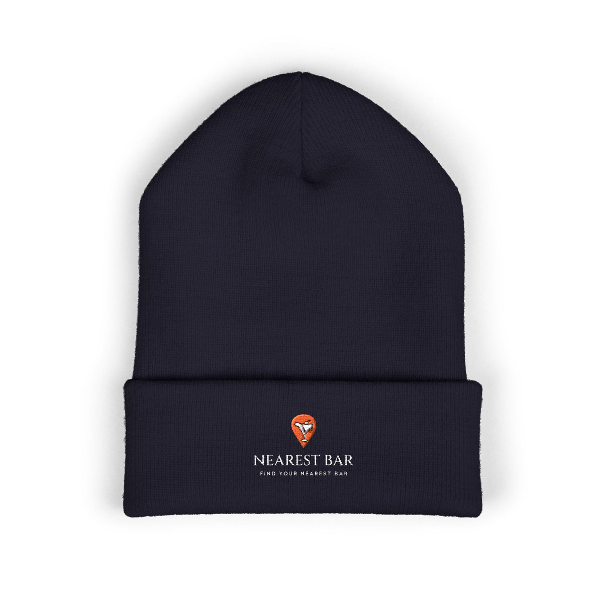 Nearest Bar Knit Cap in Navy, flat front