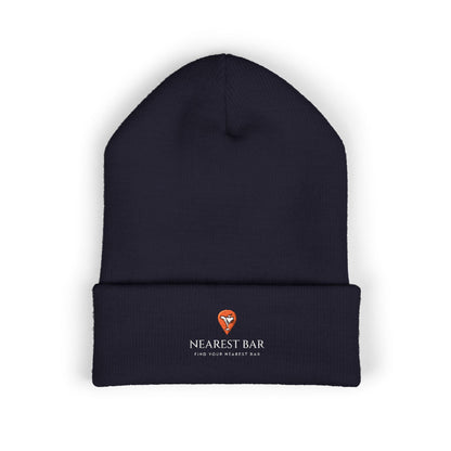 Nearest Bar Knit Cap in Navy, flat front