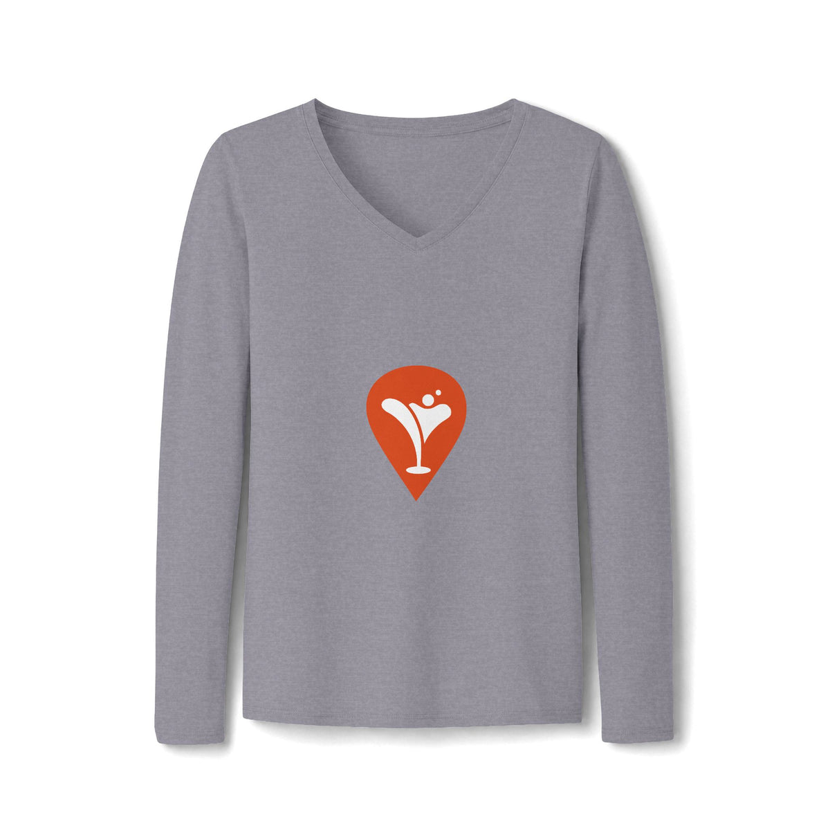 Family Happens Between Islands Women's Long Sleeve V-Neck Tee in Athletic Heather, back
