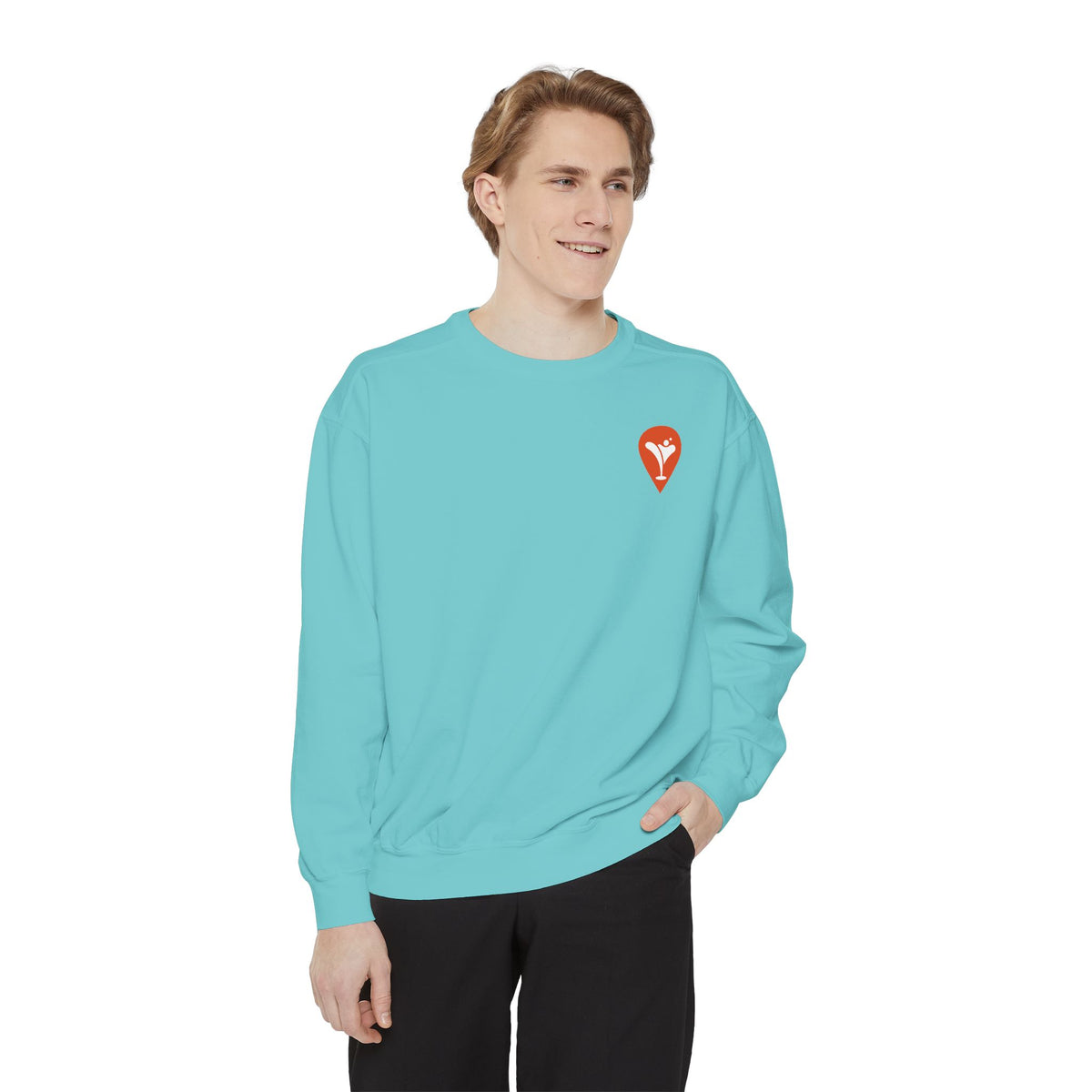 Golf Is the Only Sport Crewneck Sweatshirt in Chalky Mint, male model, front