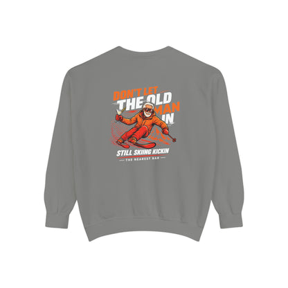 Don't Let the Old Man In Crewneck Sweatshirt in Grey, flat back