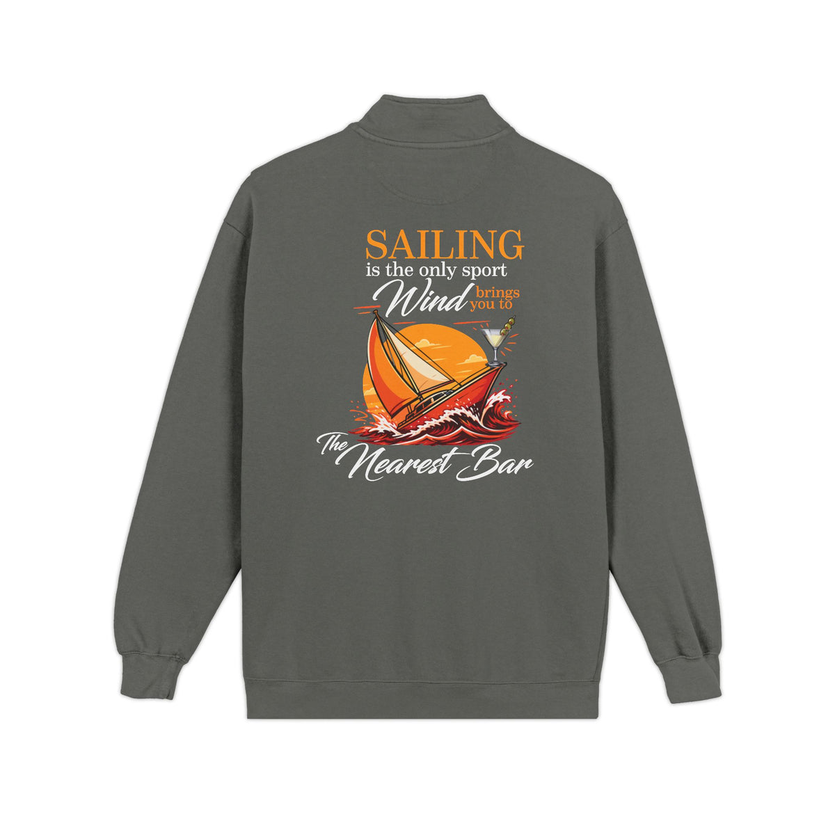 Wind & Sailing Quarter-Zip Sweatshirt in Pepper, flat back