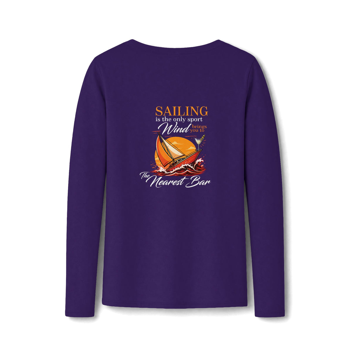 Wind & Sailing Women's Long Sleeve V-Neck Tee in Team Purple, back