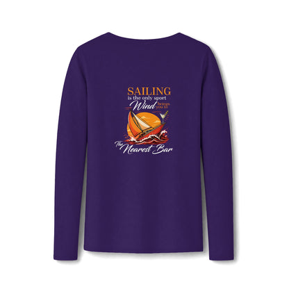Wind & Sailing Women's Long Sleeve V-Neck Tee in Team Purple, back