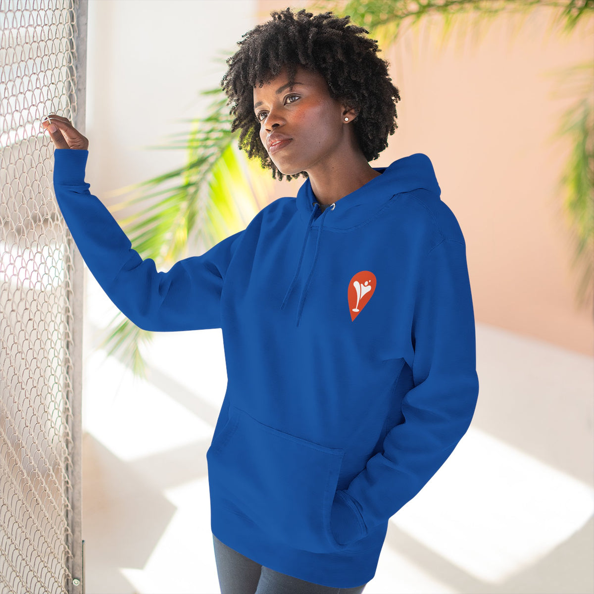 Golf Is the Only Sport Fleece Hoodie in Royal Blue, female model, front