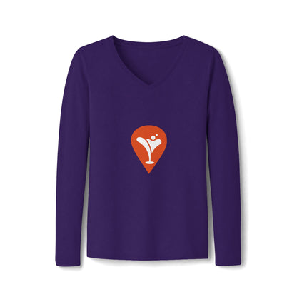 Wind & Sailing Women's Long Sleeve V-Neck Tee in Team Purple, front