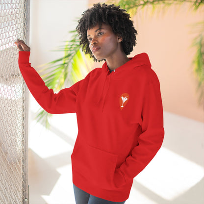 Wind & Sailing Fleece Hoodie in Red, female model, front