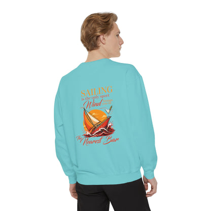 Wind & Sailing Crewneck Sweatshirt in Chalky Mint, male model, back