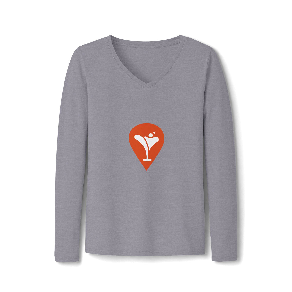 Wind & Sailing Women's Long Sleeve V-Neck Tee in Athletic Heather, front