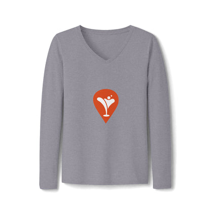 Wind & Sailing Women's Long Sleeve V-Neck Tee in Athletic Heather, front