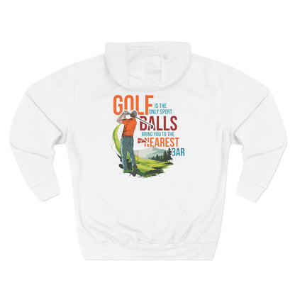 Golf Is the Only Sport Fleece Hoodie in White, flat back