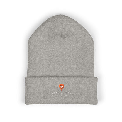Nearest Bar Knit Cap in Heather Grey, flat front