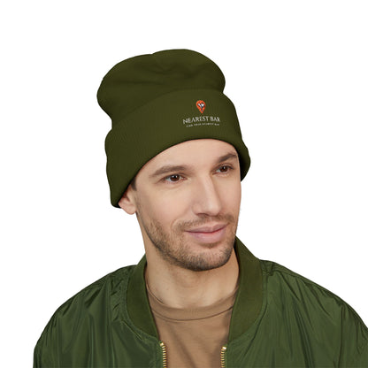 Nearest Bar Knit Cap in Olive, male model