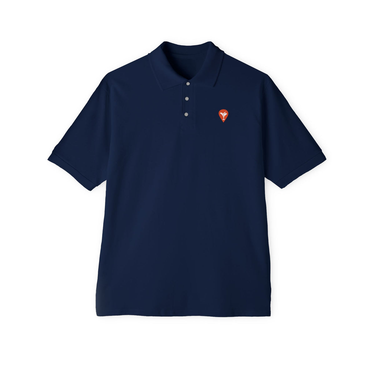 Golf Polo Shirt in J. Navy, front with Nearest Bar chest logo