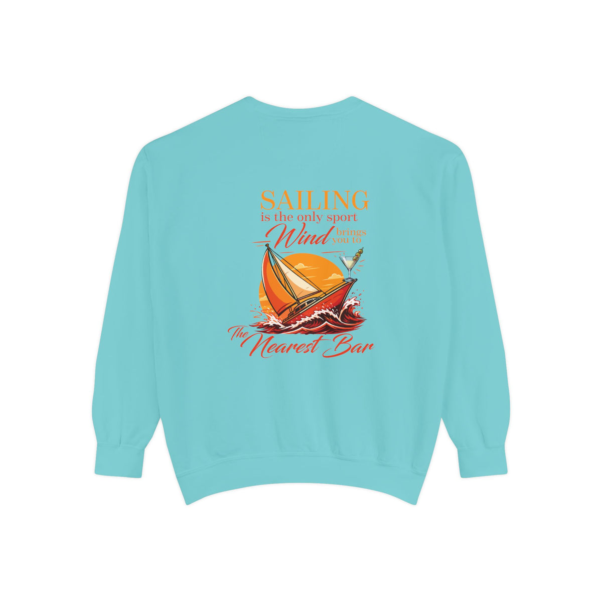 Wind & Sailing Crewneck Sweatshirt in Chalky Mint, flat back