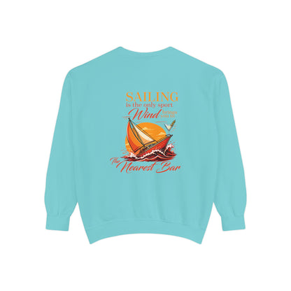 Wind & Sailing Crewneck Sweatshirt in Chalky Mint, flat back