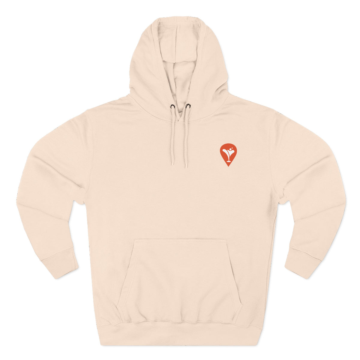 Gravity Skiing Fleece Hoodie in Pale Pink, flat front