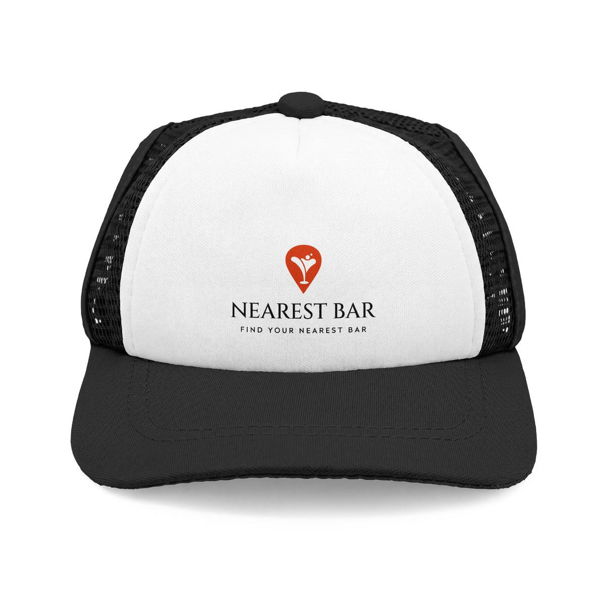 Nearest Bar Dog Trucker Hat in White / Black, front
