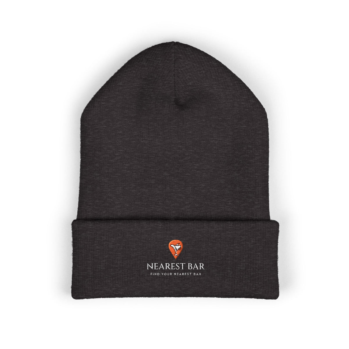 Nearest Bar Knit Cap in Dark Grey, flat front