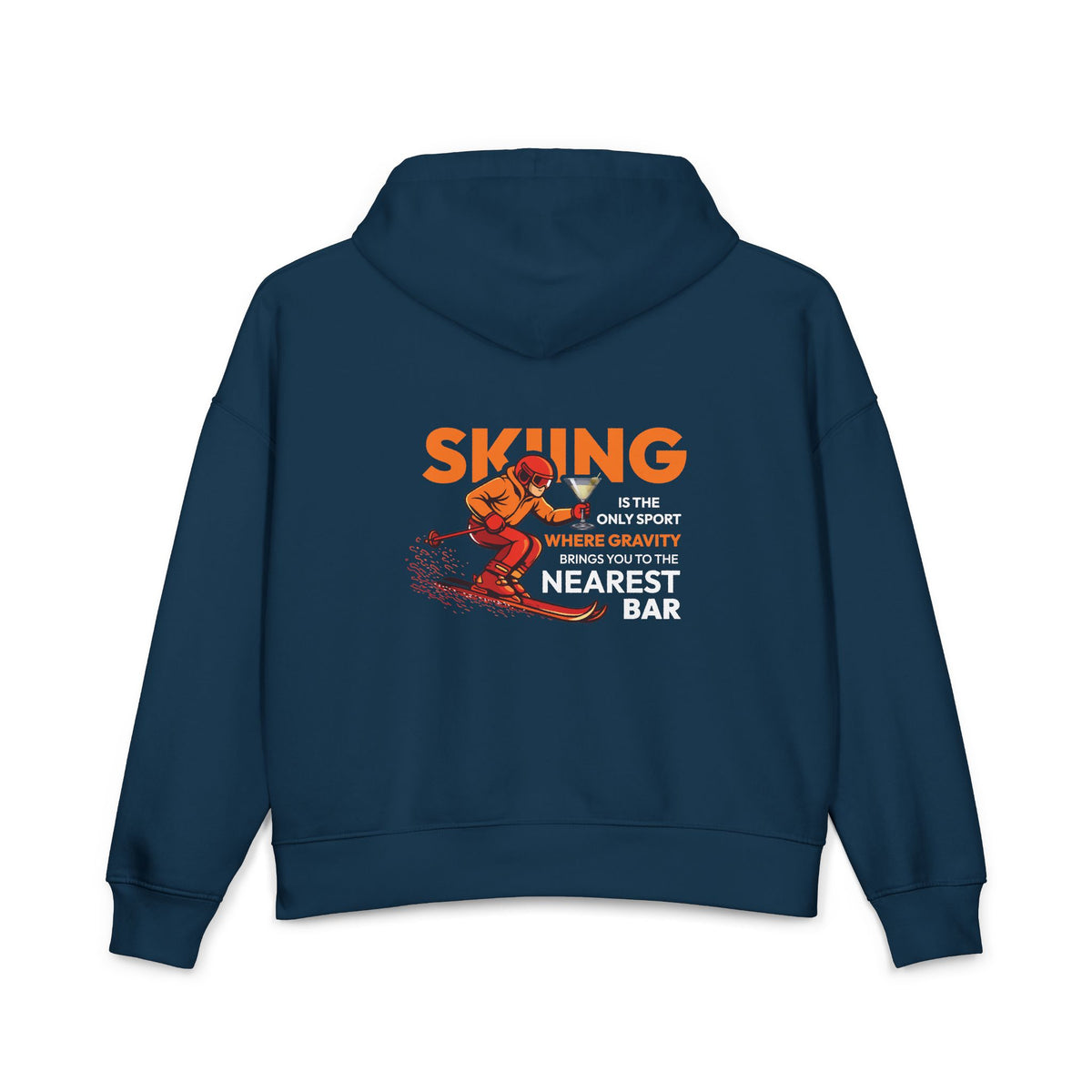 Gravity Skiing Women's Hoodie in French Navy, back