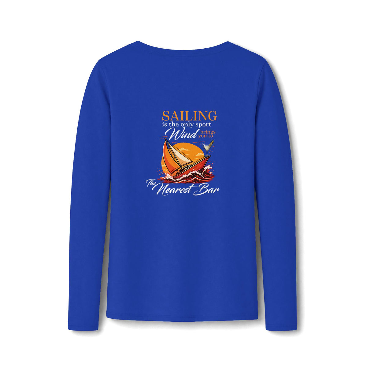 Wind & Sailing Women's Long Sleeve V-Neck Tee in True Royal, back