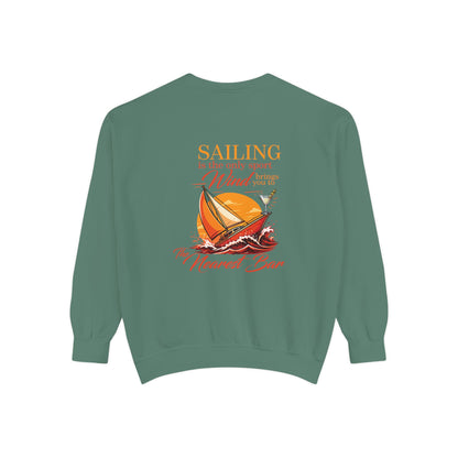 Wind & Sailing Crewneck Sweatshirt in Light Green, flat back