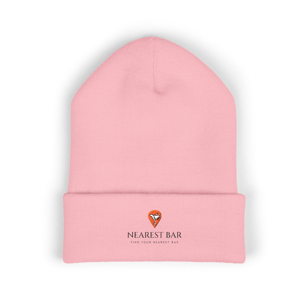 Nearest Bar Knit Cap (Light Colors) in Baby Pink, flat front
