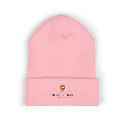 Nearest Bar Knit Cap (Light Colors) in Baby Pink, flat front