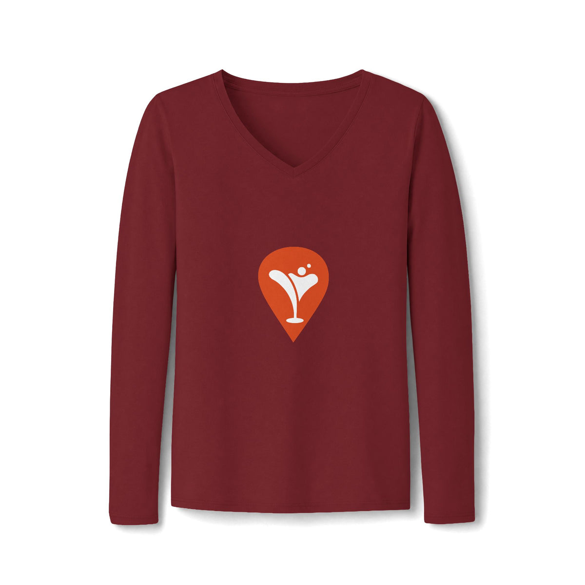 Wind & Sailing Women's Long Sleeve V-Neck Tee in Team Cardinal, front