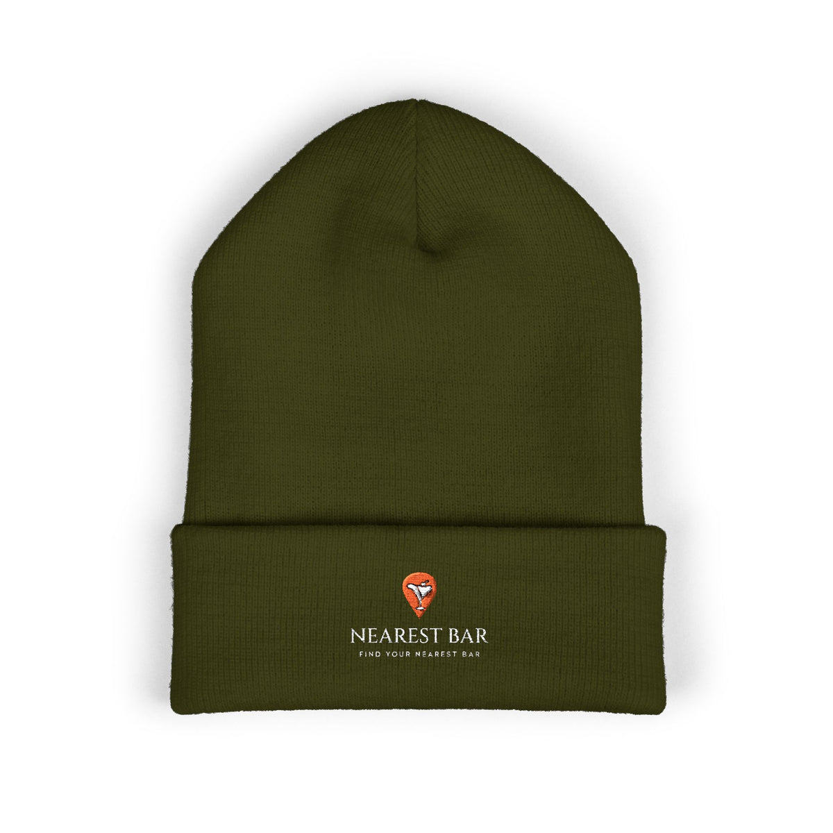 Nearest Bar Knit Cap in Olive, flat front