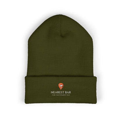 Nearest Bar Knit Cap in Olive, flat front
