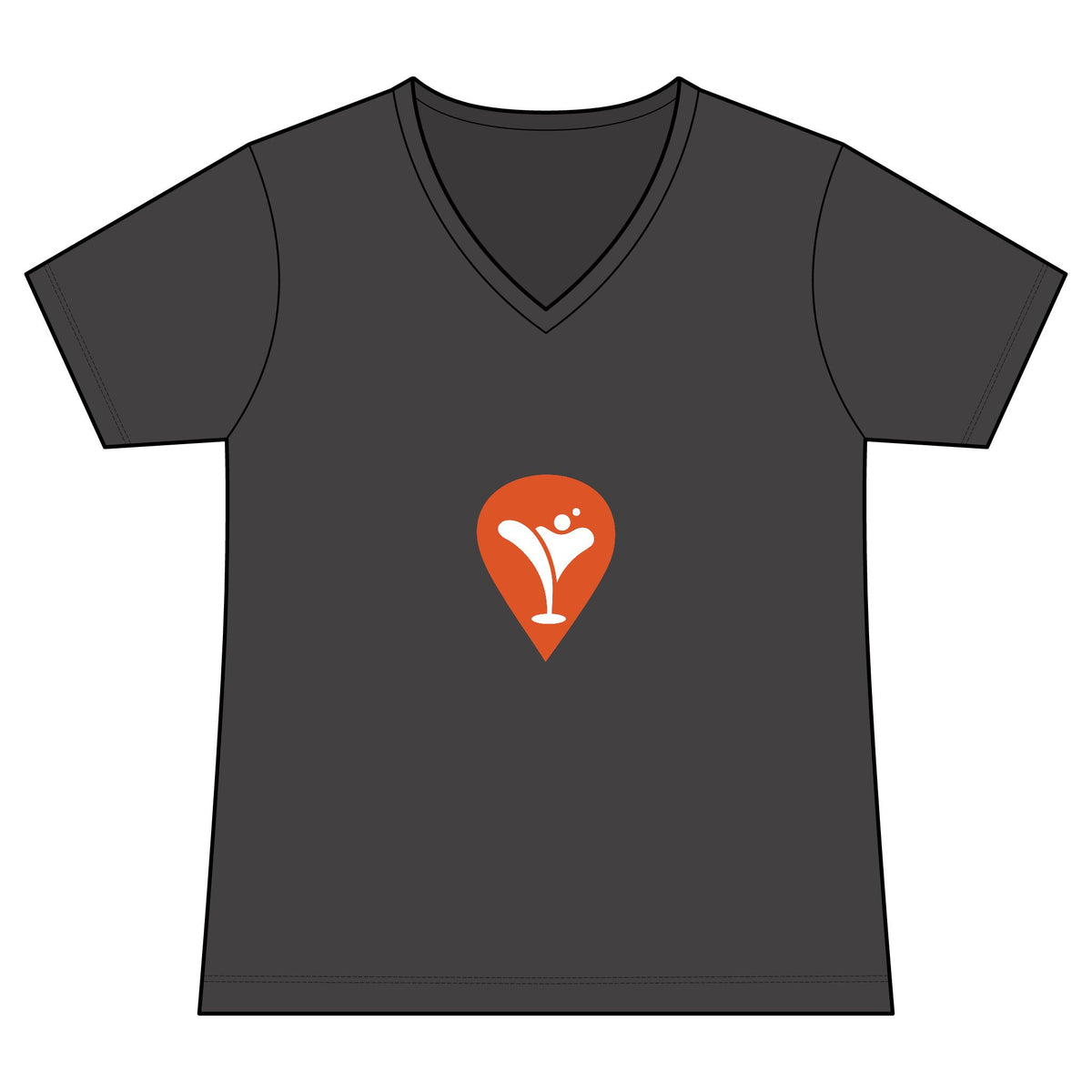 Gravity Skiing Women's V-Neck Tee in Coal, front